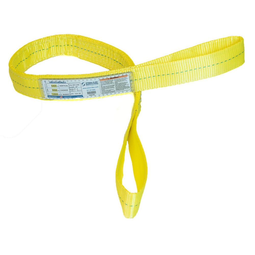 Slings & Tiedowns (Load-Rated); Sling Type: Eye & Eye; Length (Feet): 20; Vertical Capacity (Lb.): 6400; Choker Capacity (Lb.): 5000; Width (Inch): 2; Basket Capacity (Lb.): 12800; Eye Type: Flat Eye; Sling Material: Polyester; Sling Width: 2 in; Eye Leng