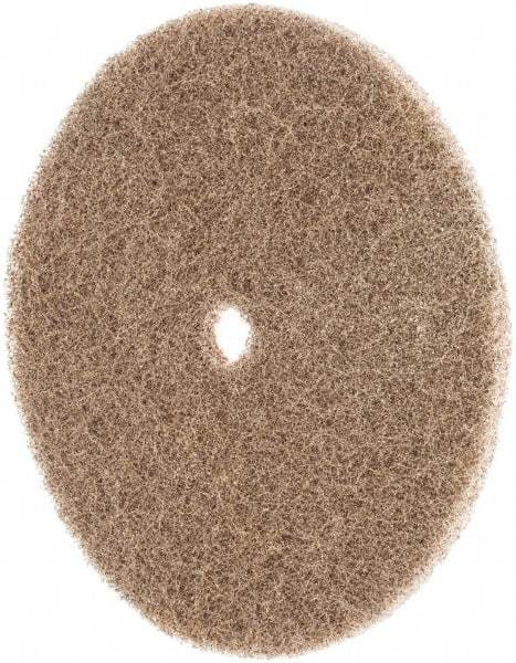 3M - 6" Medium Grade Deburring Disc - 1/2" Center Hole, Arbor Connection, Tan, 4,000 Max RPM - Caliber Tooling