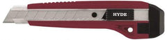 Hyde Tools - Snap Utility Knife - 18mm Blade, Red & Black Polystyrene (High Impact) Handle, 3 Blades Included - Caliber Tooling