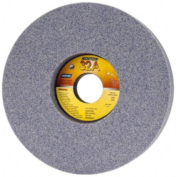 Norton - 7" Diam x 1-1/4" Hole x 1-1/2" Thick, I Hardness, 60 Grit Surface Grinding Wheel - Aluminum Oxide, Type 5, Medium Grade, 3,600 Max RPM, Vitrified Bond, One-Side Recess - Caliber Tooling