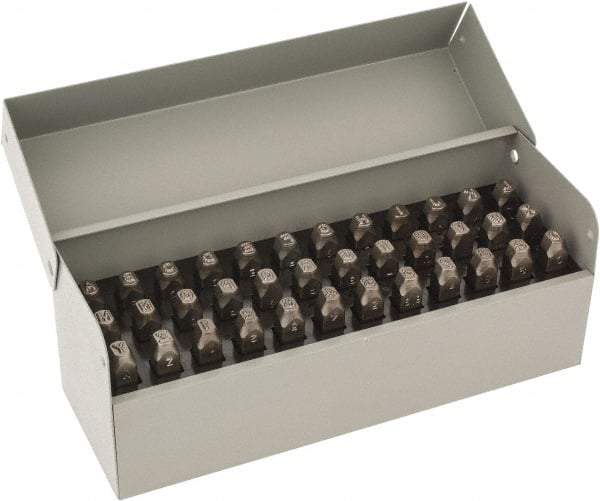 C.H. Hanson - 36 Piece, 3/16" Character Steel Stamp Set - Letters & Figures, Low Stress Round Face Dot - Caliber Tooling