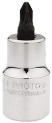 Proto - 1/2" Drive, 5/16" Wide, #2 Point, Phillips Screwdriver Socket - 2-5/32" OAL - Caliber Tooling