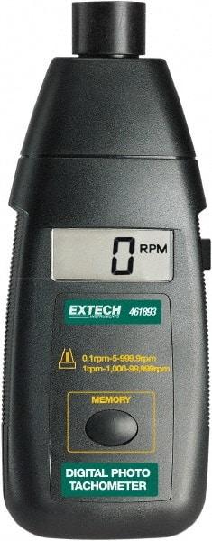 Extech - Accurate up to 0.05%, Noncontact Tachometer - 6.7 Inch Long x 2.8 Inch Wide x 1-1/2 Inch Meter Thick, 5 to 99,999 RPM Measurement - Caliber Tooling