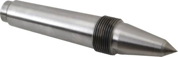 Riten - 5/8" Head Diam, Carbide-Tipped Steel Long Point Solid Dead Center - 4MT Morse Taper, 5/8" Point Diam, 2-9/32" Point Length, 3-3/32" OAL - Caliber Tooling