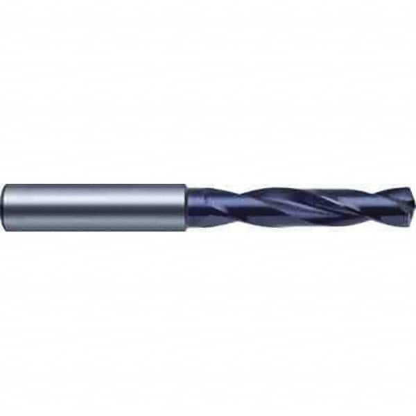 Guhring - 5.25mm 140° Spiral Flute Solid Carbide Screw Machine Drill Bit - FIREX Finish, Right Hand Cut, 28mm Flute Length, 66mm OAL, SU Point, Straight Shank, Through Coolant - Caliber Tooling