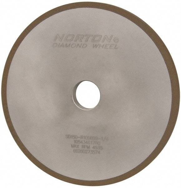 Norton - 8" Diam x 1-1/4" Hole x 1/2" Thick, 150 Grit Surface Grinding Wheel - Diamond, Type 1A1, Very Fine Grade, Resinoid Bond - Caliber Tooling