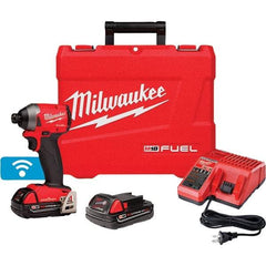 Milwaukee Tool - 18 Volt, 1/4" Drive, 167 Ft/Lb Torque, Cordless Impact Driver - Pistol Grip Handle, 3600 RPM, 2 Lithium-Ion Batteries Included - Caliber Tooling