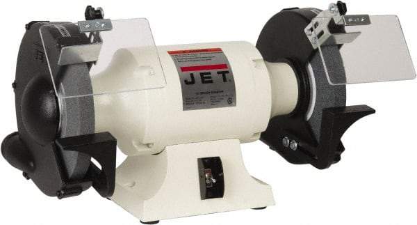 Jet - 10" Wheel Diam x 1" Wheel Width, 1-1/2 hp Grinder - 1" Arbor Hole Diam, 1 Phase, 1,725 Max RPM, 115 Volts - Caliber Tooling