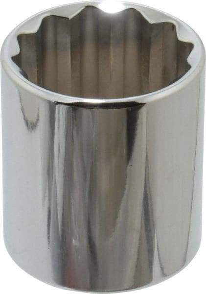 Proto - 1/2" Drive, Standard Hand Socket - 12 Points, 1-25/32" OAL, Alloy Steel, Chrome Finish - Caliber Tooling