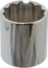 Proto - 1/2" Drive, Standard Hand Socket - 12 Points, 1-25/32" OAL, Alloy Steel, Chrome Finish - Caliber Tooling