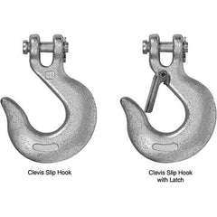 Campbell - 5/16" Chain Diam, 43 Chain Grade Clevis Hook - 3,900 Lb Capacity, 1/2" ID, 7/16" Pin Diam, 1" Hook Throat, 4-7/8" OAL, 3-1/8" Hook Width - Caliber Tooling