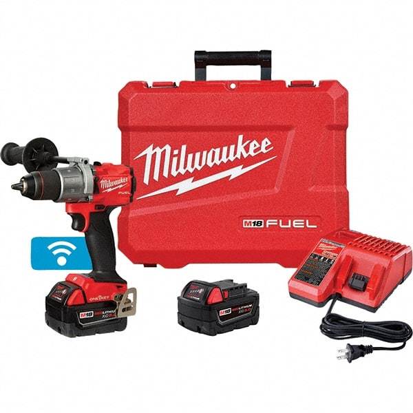 Milwaukee Tool - 18 Volt 1/2" Chuck Pistol Grip Handle Cordless Drill - 0-2000 RPM, Keyless Chuck, Reversible, 2 Lithium-Ion Batteries Included - Caliber Tooling