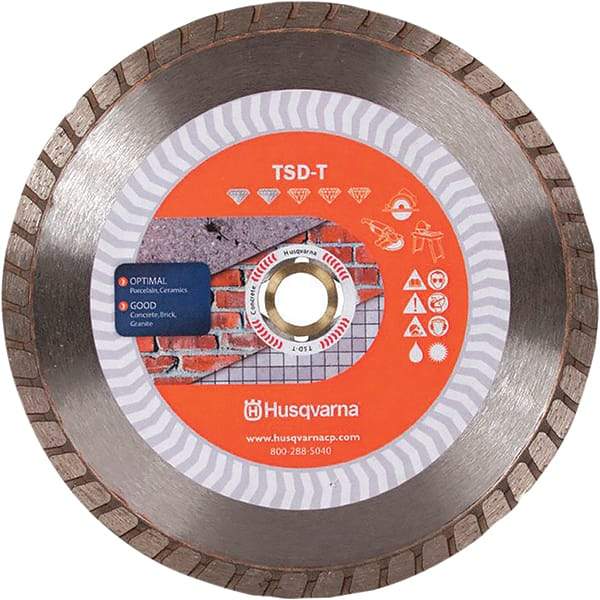 Husqvarna - 7" Diam, 5/8 & 7/8" Arbor Hole Diam, Continuous Edge Tooth Wet & Dry Cut Saw Blade - Diamond-Tipped, Fast Cutting & Smooth Action, Standard Round Arbor - Caliber Tooling