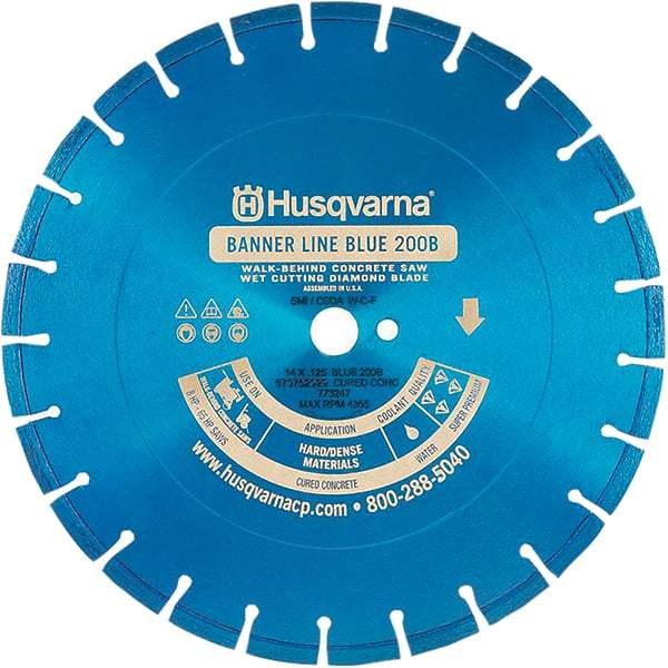 Husqvarna - 24" Diam, 1" Arbor Hole Diam, Continuous Edge Tooth Wet & Dry Cut Saw Blade - Diamond-Tipped, General Purpose Action, Standard Round Arbor - Caliber Tooling