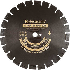 Husqvarna - 14" Diam, 1" Arbor Hole Diam, Continuous Edge Tooth Wet & Dry Cut Saw Blade - Diamond-Tipped, General Purpose Action, Standard Round Arbor - Caliber Tooling