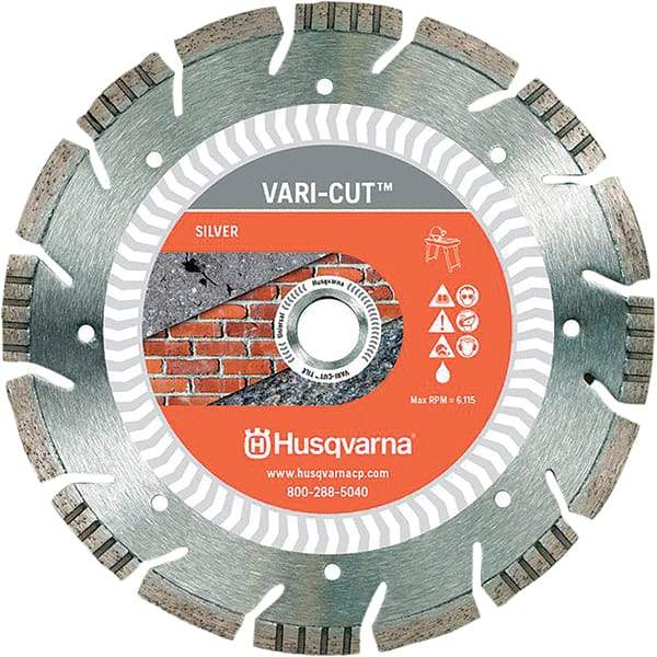 Husqvarna - 10" Diam, 5/8 & 7/8" Arbor Hole Diam, Continuous Edge Tooth Wet & Dry Cut Saw Blade - Diamond-Tipped, Fast Cutting Action, Standard Round Arbor - Caliber Tooling