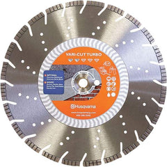 Husqvarna - 14" Diam, 25/32 & 1" Arbor Hole Diam, Continuous Edge Tooth Wet & Dry Cut Saw Blade - Diamond-Tipped, Fast Cutting Action, Standard Round Arbor - Caliber Tooling