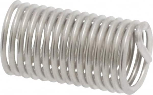 Heli-Coil - M5x0.80 Metric Coarse, 15mm OAL, Free Running Helical Insert - 15-1/8 Free Coils, Tanged, 304 Stainless Steel, Bright Finish, 3D Insert Length - Caliber Tooling