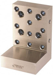 Suburban Tool - 4" Wide x 6" Deep x 4" High Steel Precision-Ground Angle Plate - Standard Plate, Machined Holes on Surface, Open End, 1-1/4" Thick, Pair of Plates - Caliber Tooling