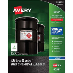 AVERY - Pack of (50), 8-1/2" x 11" White Synthetic Film ID Labels - Caliber Tooling