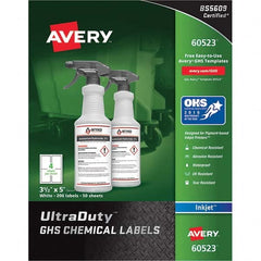 AVERY - Pack of (200), 3-1/2" x 5" White Synthetic Film ID Labels - Caliber Tooling