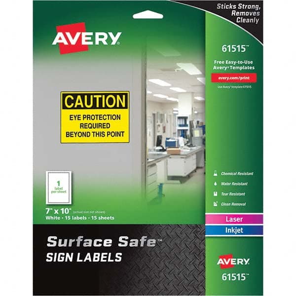 AVERY - Pack of (15), 7" x 10" White Polyester Durable Square Labels - Caliber Tooling