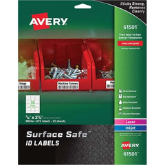 AVERY - Pack of (825), 7/8" x 2-5/8" White Polyester Durable Square Labels - Caliber Tooling