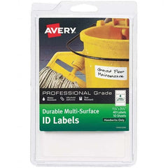 AVERY - Pack of (40), 1-1/4" x 3-1/2" White Paper Durable Square Labels - Caliber Tooling