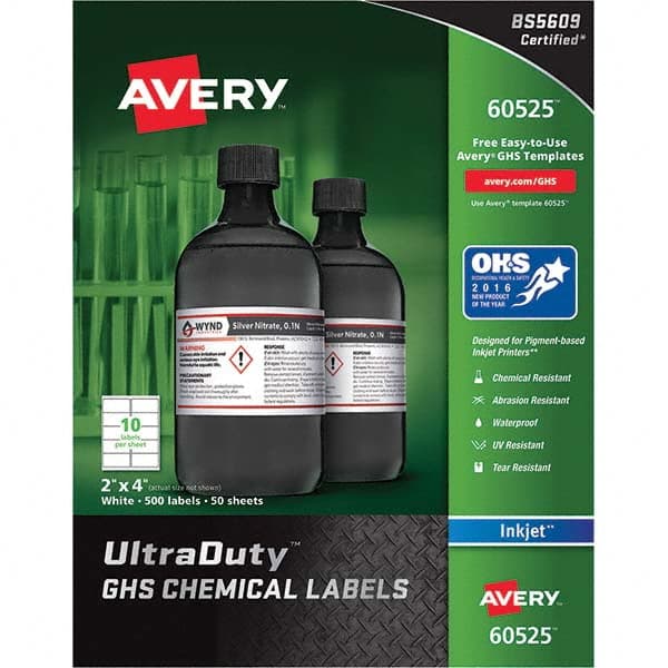 AVERY - Pack of (500), 2" x 4" White Synthetic Film ID Labels - Caliber Tooling