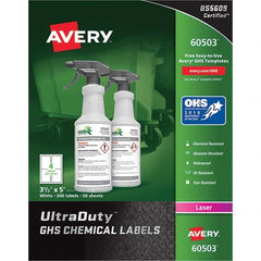 AVERY - Pack of (200), 3-1/2" x 5" White Synthetic Film ID Labels - Caliber Tooling