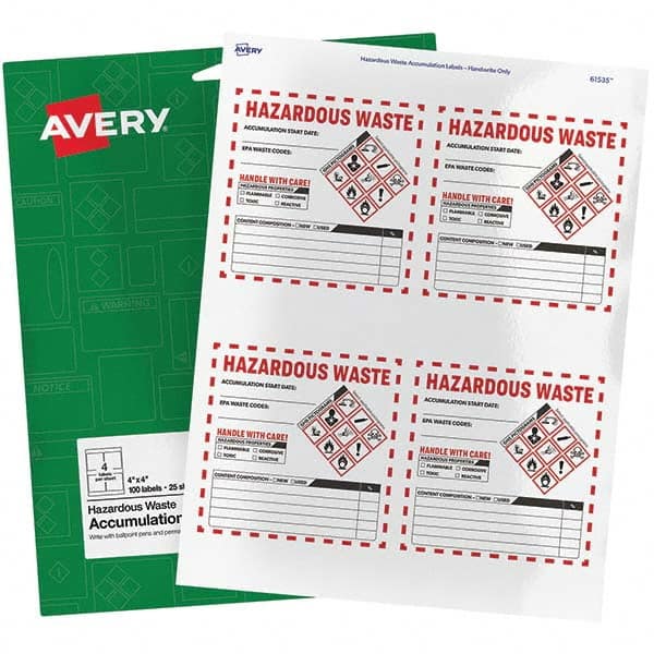 AVERY - Pack of (100), 4" x 4" White Paper ID Labels - Caliber Tooling