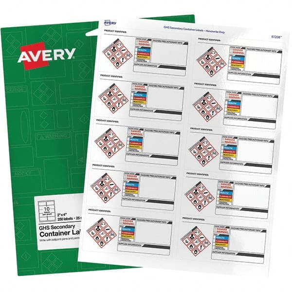 AVERY - Pack of (250), 2" x 4" White Paper ID Labels - Caliber Tooling