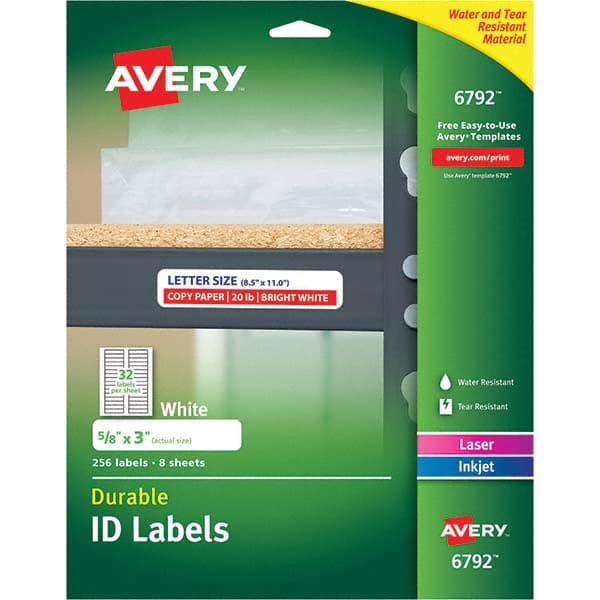 AVERY - Pack of (256), 5/8" x 3" White Paper Multipurpose Labels - Caliber Tooling