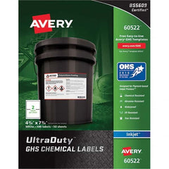 AVERY - Pack of (100), 4-3/4" x 7-3/4" White Synthetic Film ID Labels - Caliber Tooling