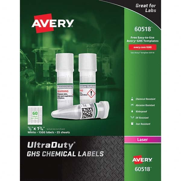 AVERY - Pack of (1500), 1" x 1-3/4" White Synthetic Film ID Labels - Caliber Tooling