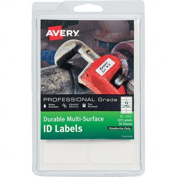 AVERY - Pack of (120), 3/4" x 1-3/4" White Paper Durable Square Labels - Caliber Tooling