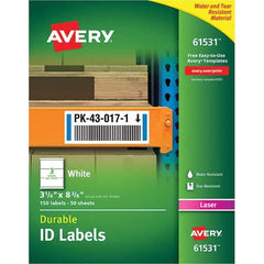 AVERY - Pack of (150), 3-1/4" x 8-3/8" White Paper Durable Square Labels - Caliber Tooling