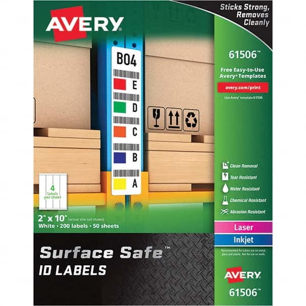 AVERY - Pack of (200), 2" x 10" White Polyester Durable Square Labels - Caliber Tooling