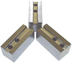 H & R Manufacturing - 24" Chuck Capacity, 3mm x 60° Serrated Attachment, Square Soft Lathe Chuck Jaw - 3 Jaws, Steel, 3.15" Btw Mount Hole Ctrs, 8-1/2" Long x 2-1/2" Wide x 2-1/2" High, 0.984" Groove, 20mm Fastener - Caliber Tooling