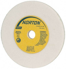 Norton - 60 Grit Aluminum Oxide Type 1 Internal Grinding Wheel - 4" Diam x 1/2" Hole x 1/4" Thick, 6,210 Max RPM, Type 1 Medium Grade, K Hardness, Vitrified Bond, One-Side Recess - Caliber Tooling