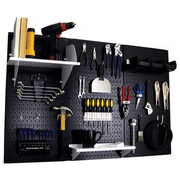 Wall Control - 48" Wide x 32" High Peg Board Kit - 3 Panels, Metal, Black/White - Caliber Tooling