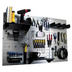 Wall Control - 48" Wide x 32" High Peg Board Kit - 3 Panels, Galvanized Steel, Galvanized/Black - Caliber Tooling