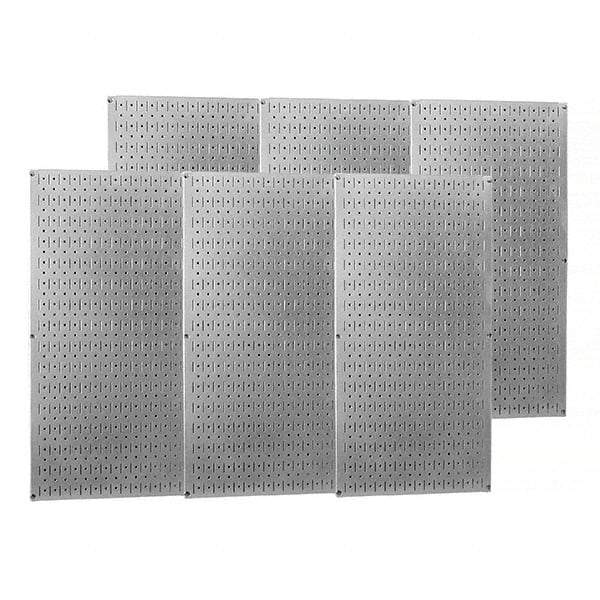 Wall Control - 96" Wide x 32" High Peg Board Storage Board - 6 Panels, Galvanized Steel, Metallic - Caliber Tooling