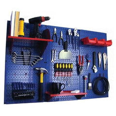 Wall Control - 48" Wide x 32" High Peg Board Kit - 3 Panels, Metal, Blue/Red - Caliber Tooling