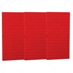 Wall Control - 48" Wide x 32" High Peg Board Storage Board - 3 Panels, Metal, Red - Caliber Tooling