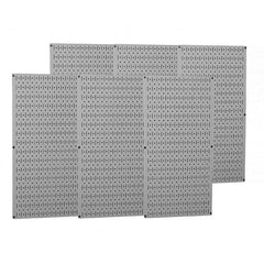 Wall Control - 96" Wide x 32" High Peg Board Storage Board - 6 Panels, Metal, Gray - Caliber Tooling