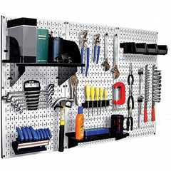 Wall Control - 48" Wide x 32" High Peg Board Kit - 3 Panels, Metal, White/Black - Caliber Tooling