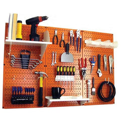 Wall Control - 48" Wide x 32" High Peg Board Kit - 3 Panels, Metal, Orange/White - Caliber Tooling