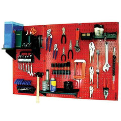 Wall Control - 48" Wide x 32" High Peg Board Kit - 3 Panels, Metal, Red/Black - Caliber Tooling