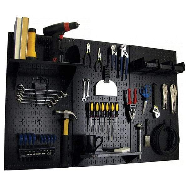 Wall Control - 48" Wide x 32" High Peg Board Kit - 3 Panels, Metal, Black - Caliber Tooling